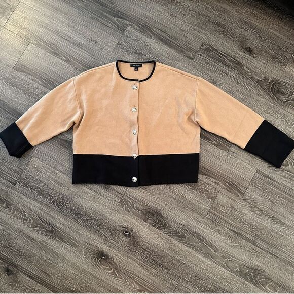 Ann Taylor Colorblock Crew Neck Sweater Jacket - Picture 1 of 7